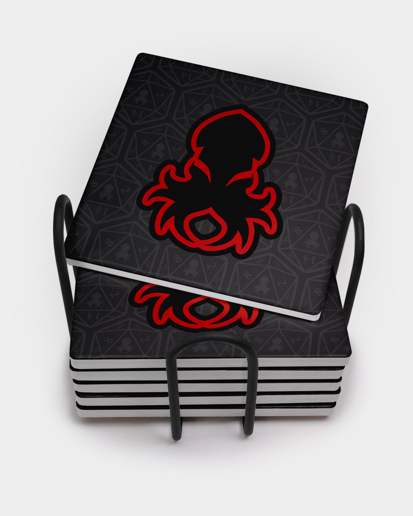 Red Kraken Square Coaster Set